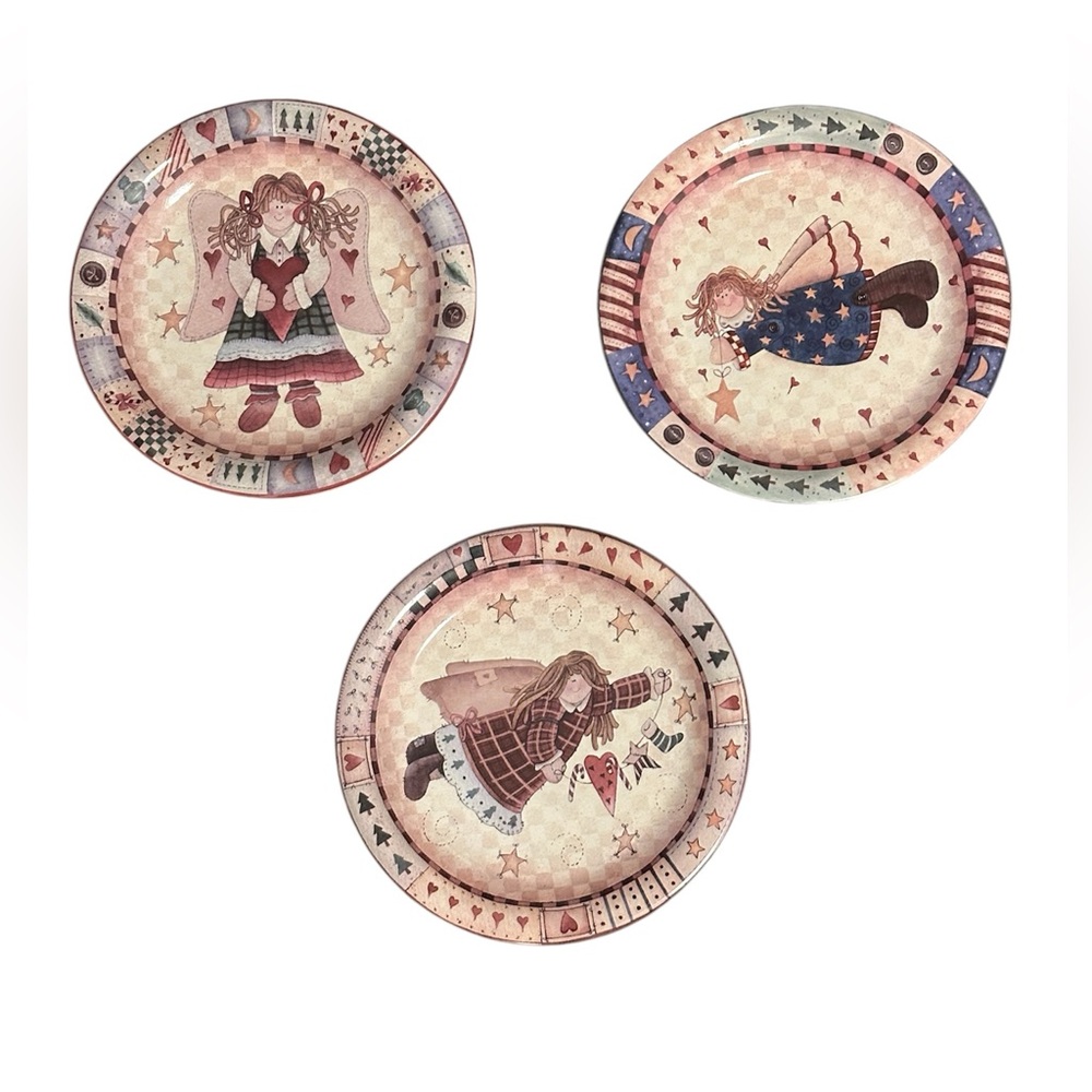 Three 8” Christmas Angel Plates
